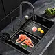Smart Home Lotus LO 7545 Kitchen Sink, Flat Edge, 45 × 75 cm, Black with All Accessories - Image 1