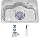 Hans Korian NJIS 750 F Stainless Steel Kitchen Sink, Flat Edge, 75 × 48 cm, 0.8 mm Thickness, with Dish Drainer, Detergent Basket, Soap Dispenser and 6 inch Drainage Set - Image 2