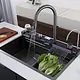 Smart Digital Piano Kitchen Sink TS SD 750 B, Flat Edge, 45 × 75 cm, Black, 5 Buttons with Accessories - Image 1