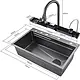 Smart Digital Piano Kitchen Sink TS SD 750 B, Flat Edge, 45 × 75 cm, Black, 5 Buttons with Accessories - Image 5