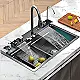 حوض مطبخ سمارت ديجيتال بيانو كورينا كوري KSM 750 BL Digital شفة فلات 46 × 75 سم اسود 5 زرار بجميع المشتملات - صورة 1