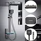 Piano Al Ammar B Shower Column with Mixer, 4 Outlets, LED Light and Screen, Glossy Grey × Black - Image 1