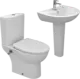 Sanipure Rosetta Bathroom Set: Full Toilet and 55 cm Basin with Full Pedestal, White - Image 2