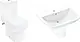 Hansgrohe Greek Ted Bathroom Set, Toilet with Shower, Cistern, Standard Toilet Seat & Cover, and 60 cm Basin with Half Pedestal, Mixer Hole and Overflow, White - Image 1