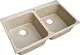 High Stone 310 Double Bowl Granite Kitchen Sink, External 83 × 49 cm, Bowl 40 cm, Depth 18 cm with Mixer Hole and 2 Drainage Holes, Beige - Image 2