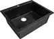Sanipure High Stone HI 305 B Granite Kitchen Sink, Black, 50 × 60 cm, with 3 inch Waste Set - Image 2