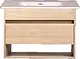 HPL Counter Wood Vanity Unit with Belovo Basin, Grained Brown, 80 cm, Drawer and Open Space - Image 4