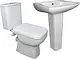Mica Vit Selena Bathroom Set, White, Complete P-Trap Toilet and Basin 55 cm with Full Pedestal - Image 1