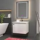 Beroia BE60EC03 PVC-Treated MDF Vanity Unit 60 × 46 cm, 2 Doors with Basin and Mirror, Glossy White - Image 1