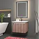 Beroia BE60EC03 PVC-Treated MDF Vanity Unit 60 × 46 cm, 2 Doors with Basin and Mirror, Glossy White - Image 2