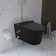 Sanipure Titan 25424975 Wall-Hung Toilet with Internal Bidet Spray, Plastic Toilet Seat & Cover and Fixing Set, 40 × 54 cm, Black - Image 1