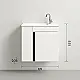 Bordium Bathroom Vanity Unit with Basin, Dovo Tino TINO-102 Matte White, 50 cm, 1 Door & 2 Open Shelves - Image 2