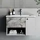 Bordium Bathroom Vanity Unit with Basin, Dovo Emma EMMA-80CM-503-102 White × Marble, 80 cm, 1 Drawer, 1 Door & 1 Open Shelf - Image 1