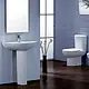 Ideal Standard Plan Bathroom Set, Pergamon P-Trap Toilet with Plastic Toilet Seat & Cover and 65 cm Basin with Full Pedestal - Image 2
