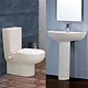 Ideal Standard Plan Bathroom Set, White: Wall-Hung Toilet with Plastic Seat & Cover and 65 cm Basin with Full Pedestal - Image 7