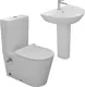 Sanipure Titan Bathroom Set: Full Back-to-Wall Soft-Close Toilet and 70 cm Basin with Full Pedestal, White - Image 2