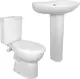 Sanipure Flora Bathroom Set: Complete Toilet and Basin 60 cm with Full Pedestal, White - Image 2
