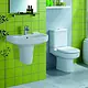 Ideal Standard Playa Bathroom Set, P-Trap Toilet with Plastic Seat & 55 cm Basin with Half Pedestal, White - Image 1