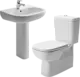Duravit D-Code Plus Bathroom Set, 55 cm Full Pedestal Basin & Toilet, White - Image 1