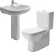 Duravit D-Code Plus Bathroom Set, 65 cm Pedestal Basin & Toilet, White - Image 1
