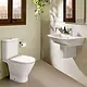 Roca New Gap Bathroom Set, 65 cm Basin with Half Pedestal & Soft-Close Toilet Seat & Cover, White - Image 1