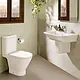 Roca New Gap Bathroom Set, 65 cm Basin with Half Pedestal & Soft-Close Toilet Seat & Cover, White - Image 2