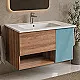 Bordium Vanity Unit with Basin, Dove Emma EMMA-80CM-6910-814 Brown Wood × Olive Green 80 cm, Drawer, Door and Open Space - Image 1