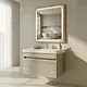 Daniel Allen Plus Wood Bathroom Vanity Unit, Marble Grey, 85 cm, 1 Drawer with LED Mirror and Duravit Basin - Image 6