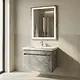 Daniel Allen Plus Wood Bathroom Vanity Unit, Marble Grey, 85 cm, 1 Drawer with LED Mirror and Duravit Basin - Image 3