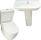Roca Meridian Set: Basin 65 cm with Full Pedestal and Soft-Close Toilet Seat & Cover, White - Image 1