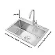 Mans Handmade MA 6047 Stainless Steel Kitchen Sink, Chrome, 60 × 47 cm, 0.8 mm Thickness, 2.5 mm Lip, with Dish Drainer, 3 Holes and 3 inch Drainage Set - Image 4