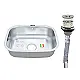 TS 4035 Stainless Steel Kitchen Sink, Chrome, 35 × 40 cm, 1 mm Thickness, with 3 inch Drainage Set - Image 2