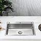 Mans Handmade MA 5547 Stainless Steel Kitchen Sink, Chrome, 55 × 47 cm, 1 mm Thickness, 2.5 mm Lip, with Dish Drainer, 3 Holes and 3 inch Drainage Set - Image 3