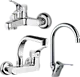 Epomix 3-Piece Mixer Set (Egy Bath Mixer, Egy High Spout Basin Mixer, Egy Wall-Mounted Kitchen Mixer), Chrome - Image 1