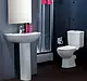 Ideal Standard Space Set, 55 cm Basin with Full Pedestal and Standard Toilet Seat & Cover, White - Image 2
