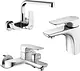 3-Piece Mixer Set (Coral 64100324566 Bath Mixer, Coral 64130324566 Basin Mixer, Coral 64192324566 Wall-Mounted Kitchen Mixer) Chrome - Image 1