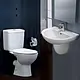 Ideal Standard Space Set, 55 cm Basin with Wall-Hung Pedestal and Standard Toilet Seat & Cover, White - Image 2
