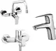 3-Piece Mixer Set (Sar Design SD1121-CP Bath Mixer, SD-1030-D-CP Pillar Basin Mixer, Adore SD1157-CP Wall-Mounted Kitchen Mixer), Chrome - Image 1