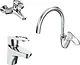 Gawad 3-Piece Mixer Set: Ceramix GX-0065 Bath Mixer, Ceramix GX-0064 Basin Mixer & Ceramix GX-0060 Basin Mixer, Chrome - Image 1