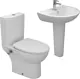 Sanipure Rosetta Bathroom Set, White, Complete Toilet with Soft-Close Seat & Cover and 60 cm Basin with Full Pedestal - Image 2